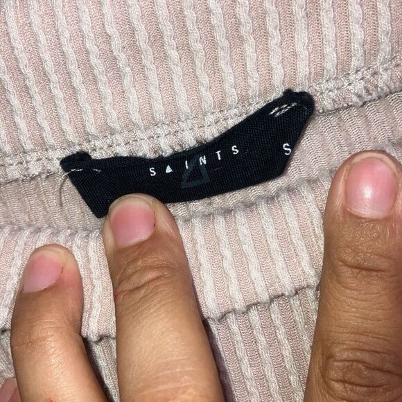 425. 21 saints cream high rise ribbed wide leg boho style pants size small - Picture 4 of 7